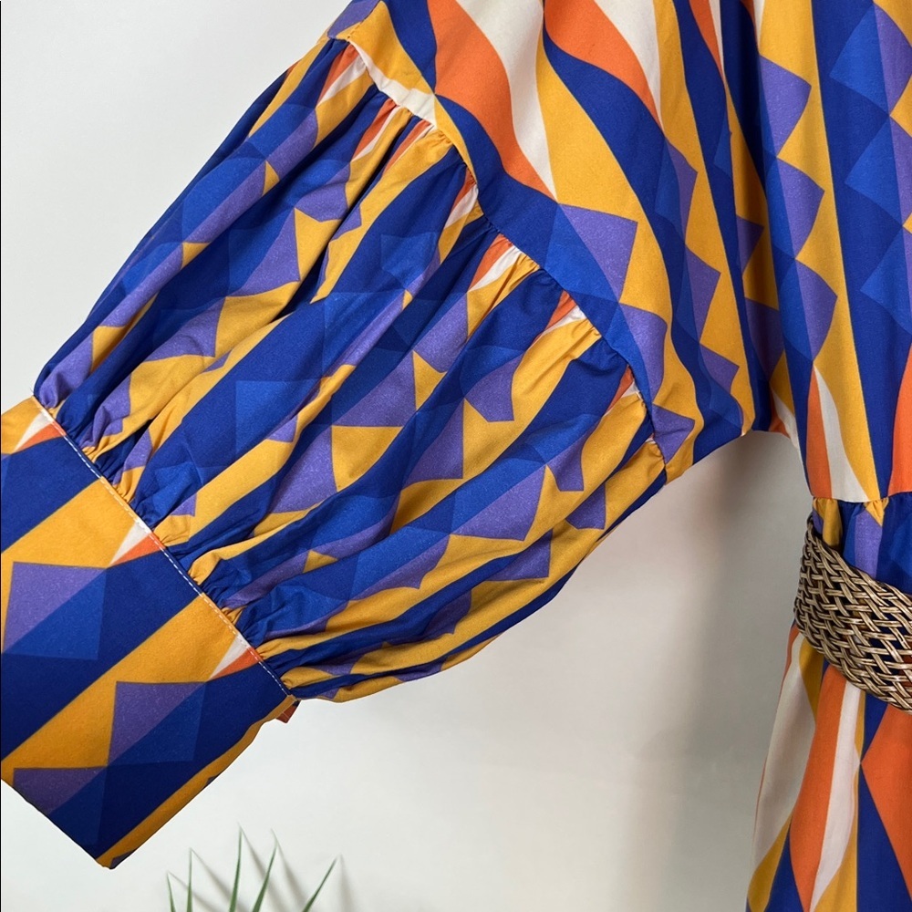 NWOT Sky Eagle Collection Native American Geometric Shirt Dress Belted Large - Picture 10 of 15